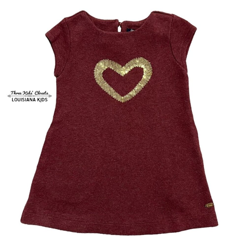 E. Land Girls 3T Maroon Sequin Heart Dress
